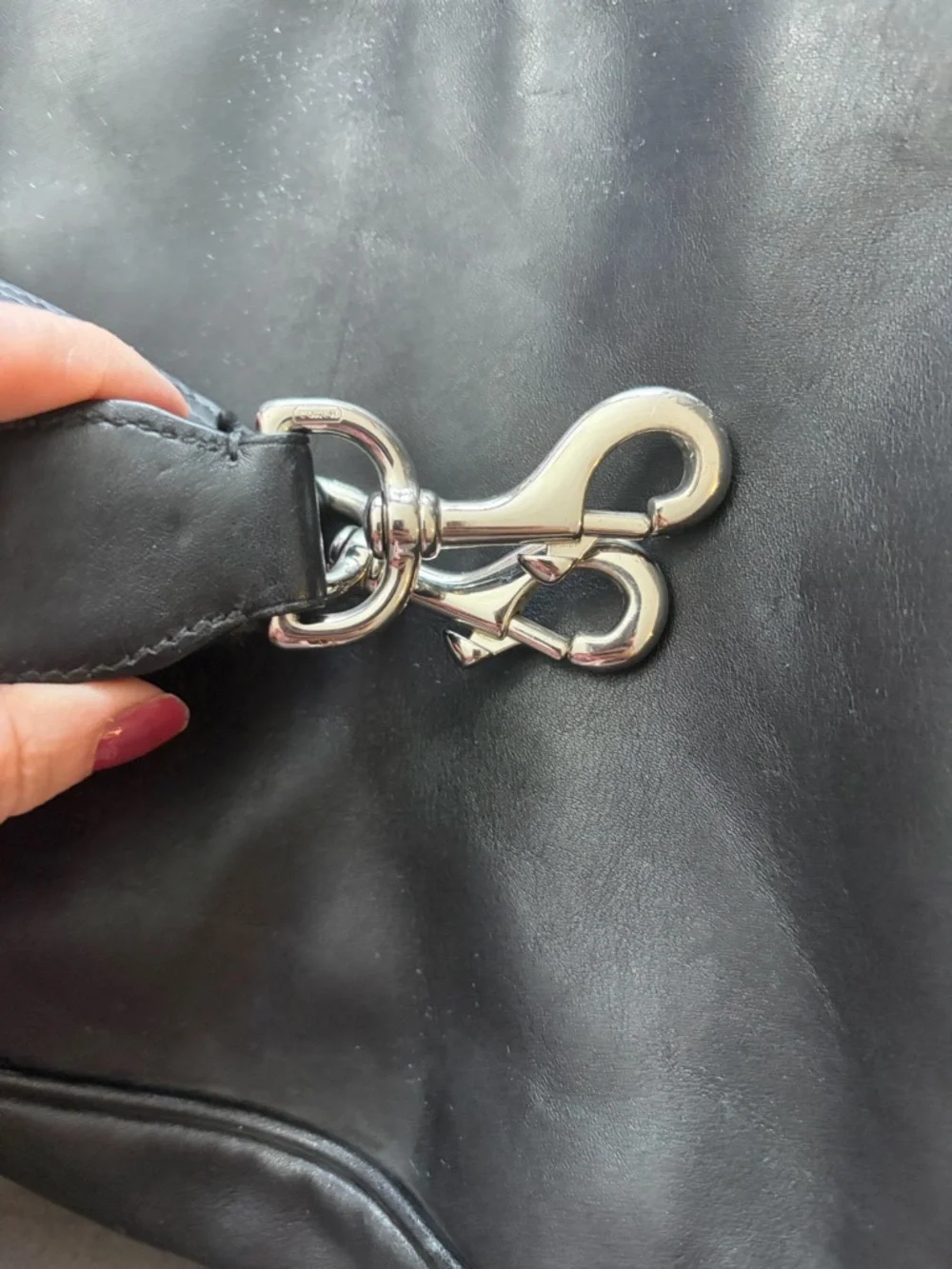 Coach Black Leather Briefcase with Buckle Detail